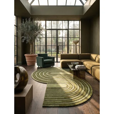 Wollteppich geometrisch Olivegrün 150 x 240 cm - LEVEN   Kadima Design