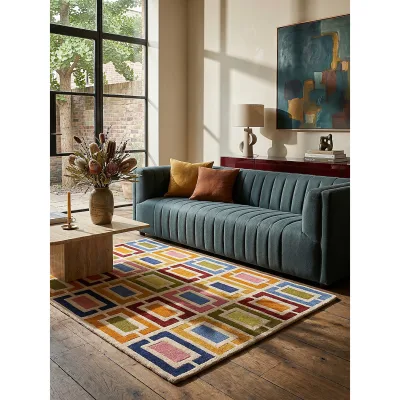 Wollteppich geometrisch Orange-Bunt 160 x 230 cm - DERWENT   Kadima