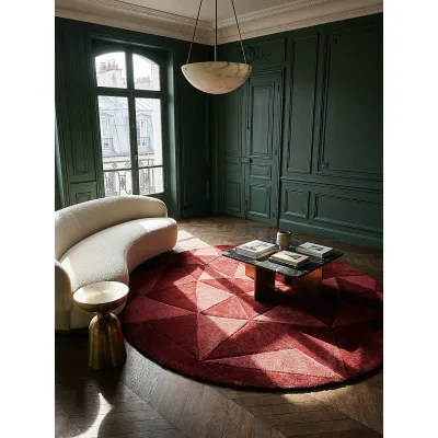 Wollteppich geometrisch Rot Ø160 cm - DEBEN   Kadima Design