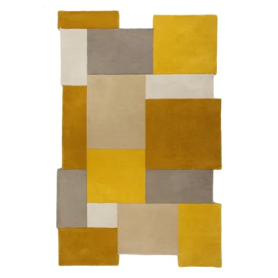 Wollteppich geometrisch Senfgelb 150 x 240 cm - HALLEIN   Kadima