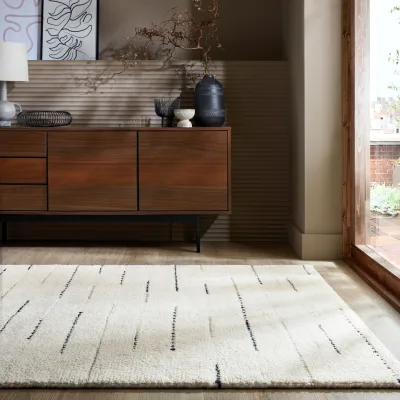 Wollteppich gestreift Beige-Schwarz 200 x 290 cm - THORN   Kadima