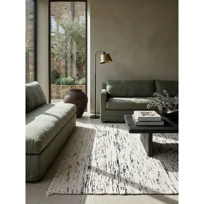 Wollteppich gestreift Monochrom 140 x 200 cm - TIREE   Kadima Design
