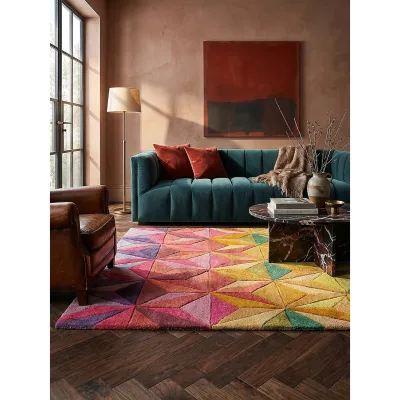 Wollteppich handgeschnitzt Bunt 160 x 230 cm - DERWENT   Kadima Design