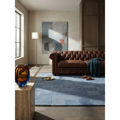 Wollteppich Hoch-Tief Blau 160 x 230 cm - DEBEN   Kadima Design