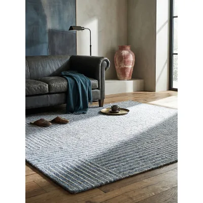 Wollteppich kariert Blau 120 x 170 cm - LEA   Kadima Design