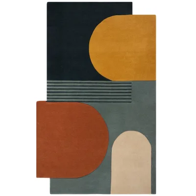 Wollteppich Kurzflor Bunt 120 x 180 cm - HALLEIN   Kadima Design