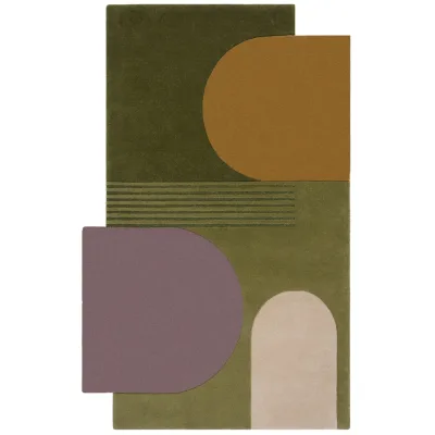 Wollteppich Kurzflor Grün-Bunt 150 x 240 cm - HALLEIN   Kadima Design