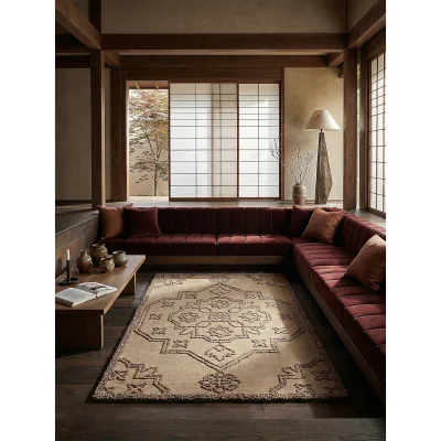 Wollteppich Kurzflor Natur 140 x 200 cm - TINGIR   Kadima Design
