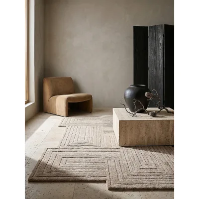 Wollteppich minimalistisch Natur 160 x 230 cm - LEVEN   Kadima Design