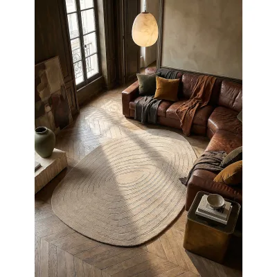 Wollteppich oval Beige 200 x 290 cm - PARRET   Kadima Design