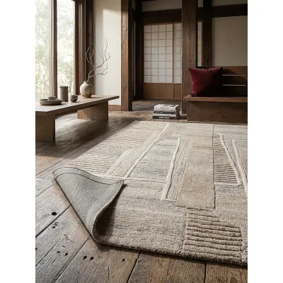 Wollteppich Relief Natur 140 x 200 cm - EDALE   Kadima Design