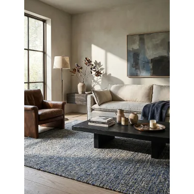 Wollteppich uni Blau 120 x 170 cm - OTLEY   Kadima Design