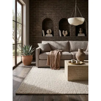 Wollteppich uni Creme 200 x 290 cm - ALNE   Kadima Design