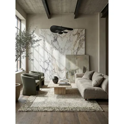 Wollteppich uni Grün-Natur 80 x 150 cm - MOAT   Kadima Design