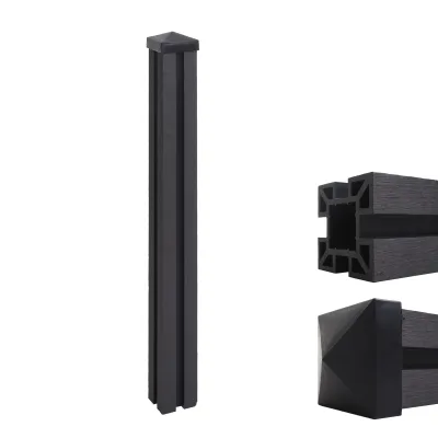 WPC-Pfosten Savoie-WPC-Zaun, Pfeiler Pfahl, Stecksystem ~ 98cm, anthrazit