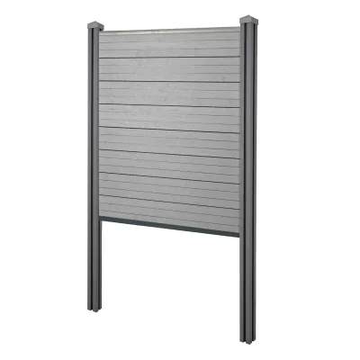 WPC-Sichtschutz Savoie, Zaun Windschutz, WPC-Pfosten zum Einbetonieren ~ Basiselement schmal, 105cm grau