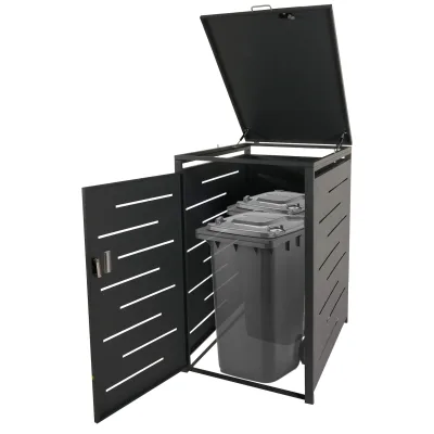 XL 1er-/2er-Mülltonnenverkleidung MCW-E83, Mülltonnenbox, erweiterbar 116x71x98cm ~ anthrazit, Stahl 39kg