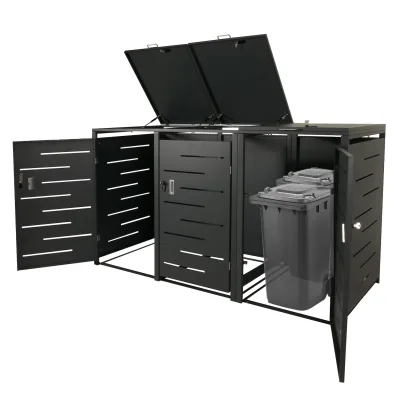 XL 3er-/6er-Mülltonnenverkleidung MCW-E83, Mülltonnenbox, erweiterbar 116x212x98cm ~ anthrazit Stahl, 100kg