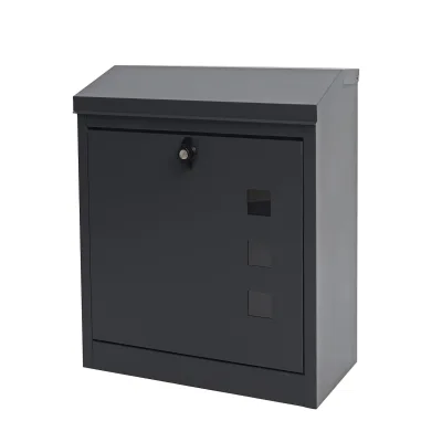 XXL Briefkasten MCW-H26, Firmenbriefkasten Postkasten, abschließbar pulverbeschichtet 52x44x25cm ~ anthrazit-schwarz