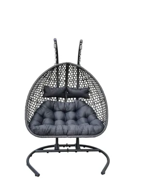 XXL-Hängesessel Polyrattan Doppelhängesessel - Grau