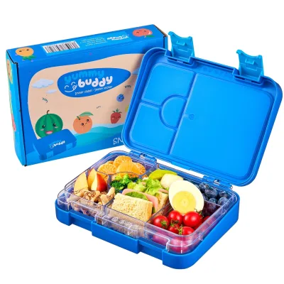 yummy buddy Kinder Brotdose 6 Fächern Klick-Verschluss BPA-Frei Blau