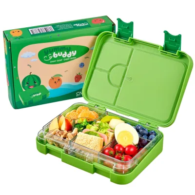 yummy buddy Kinder Brotdose 6 Fächern Klick-Verschluss BPA-Frei Grün
