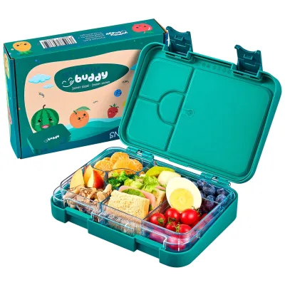 yummy buddy Kinder Brotdose 6 Fächern Klick-Verschluss BPA-Frei Petrol