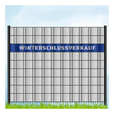 zaun zu® Sichtschutzstreifen Laser Beschriftung "WINTERSCHLUSSVERKAUF" Enzianblau 2,55m