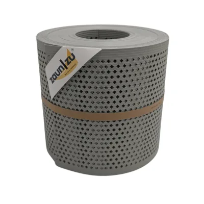 zaun zu® Sichtschutzstreifen Rille Gelocht Diamant Muster für Doppelstabmatten Steingrau 26m