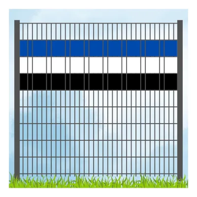 zaun zu® Sichtschutzstreifen Vereinsfarben Blau/Weiß/Schwarz Volle Streifenbreite GELOCHT