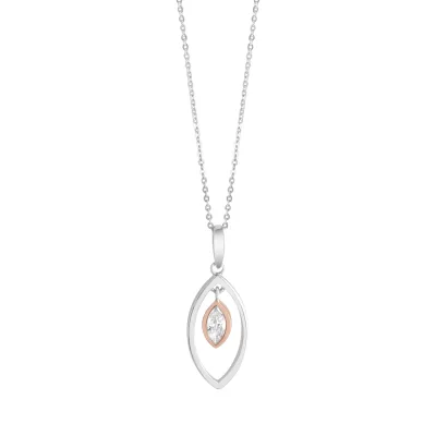 Zeeme Basic Anhänger mit Kette 925/- Sterling Silber rhodiniert zweifarbig Zirkonia