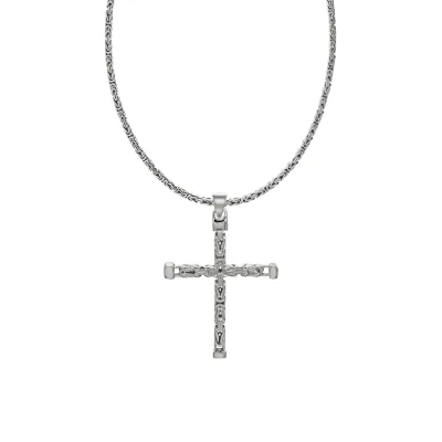 Zeeme Basic Halskette Silber 925 poliert mit Kreuz-Anhänger 55cm lang Königskette 2,2mm breit