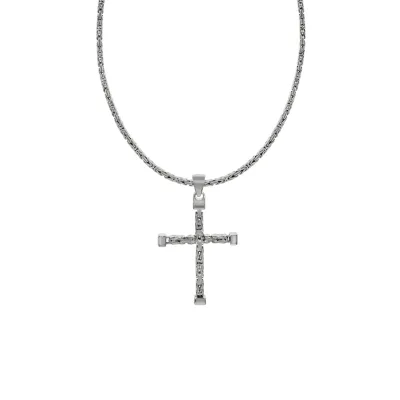 Zeeme Basic Halskette Silber 925 poliert mit Kreuz-Anhänger 55cm lang Königskette 2,2mm breit