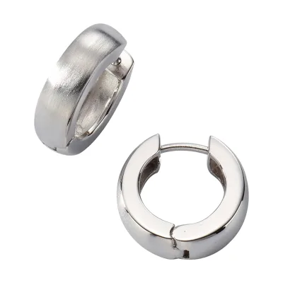Zeeme Basic Ohrringe Silber 925 rhodiniert mattiert 18mm Durchmesser