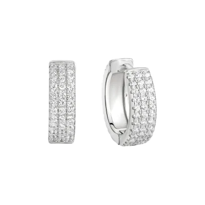 Zeeme Basic Ohrringe Silber 925 rhodiniert mit 144x Zirkonia weiß