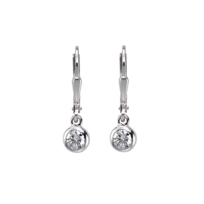 Zeeme Basic Ohrringe Silber 925 rhodiniert mit weißen Zirkonia-Steinen 22mm lang