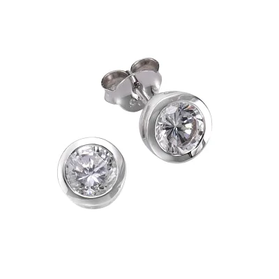 Zeeme Basic Ohrringe Silber 925 rhodiniert mit weißen Zirkonia-Steinen