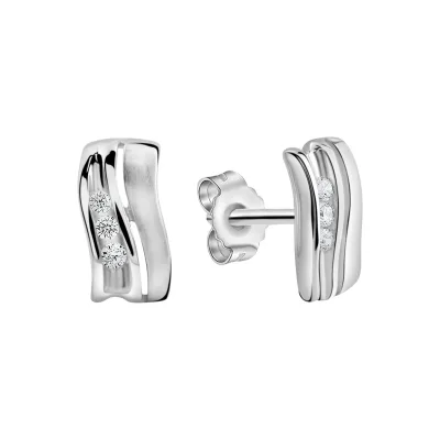 Zeeme Basic Ohrstecker 925/- Sterling Silber rhodiniert Zirkonia