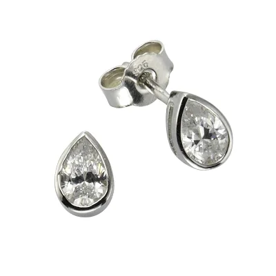 Zeeme Basic Ohrstecker 925/- Sterling Silber Zirkonia weiß