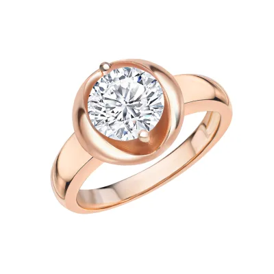 Zeeme Basic Ring Silber 925 rosé-vergoldet mit weiße Zirkonia-Stein 8mm