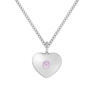Zeeme for Kids Halskette Silber 925 Herz-Motiv Zirkonia pink