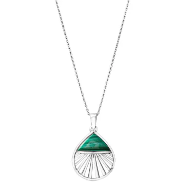 Zeeme Gemstones Anhänger mit Kette 925/- Sterling Silber rhodiniert Malachit