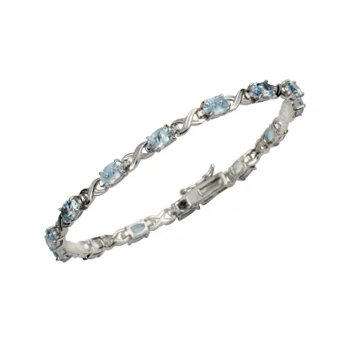 Zeeme Gemstones Armband Silber 925 rhodiniert 19cm lang mit 14x Blautopas (beh.)