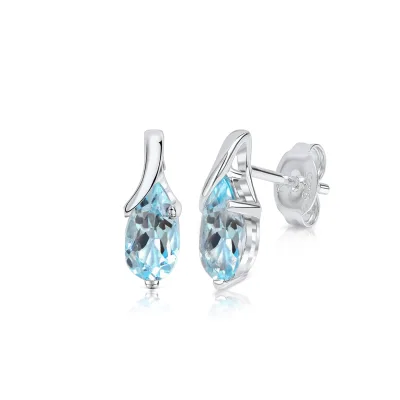 Zeeme Gemstones, F Ohrringe Silber 925 rhodiniert mit Blautopas (beh.) 8x5mm