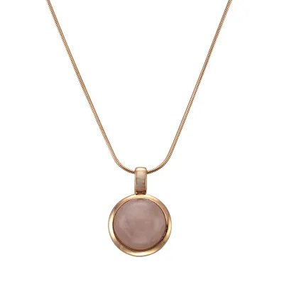 Zeeme Gemstones Halskette 925 Sterling Silber rosé-vergoldet mit echtem Rosenquarz 12mm