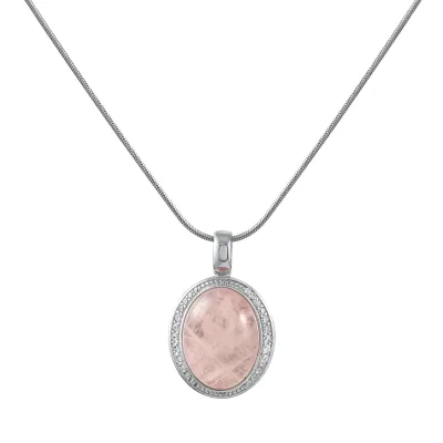 Zeeme Gemstones Halskette Silber 925 rhodiniert 42+5cm Rosenquarz Zirkonia
