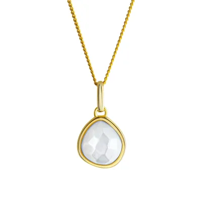 Zeeme Gemstones Halskette Silber 925 vergoldet 45cm lang mit weißem Perlmutt