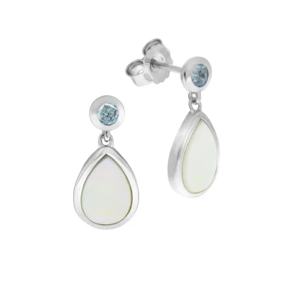 Zeeme Gemstones Ohrhänger 925/- Sterling Silber Blautopas Perlmutt