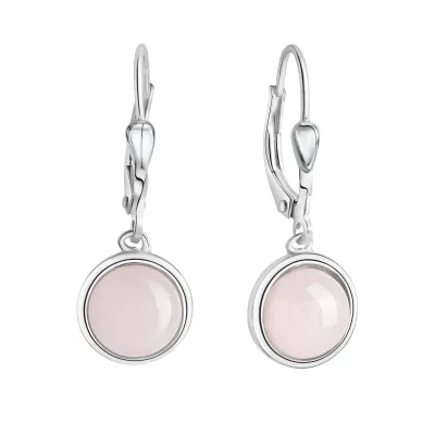 Zeeme Gemstones Ohrringe Silber 925 mit echtem Rosenquarz 8mm