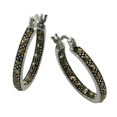 Zeeme Gemstones Ohrringe Silber 925 oxidiert mit 34x Markasit